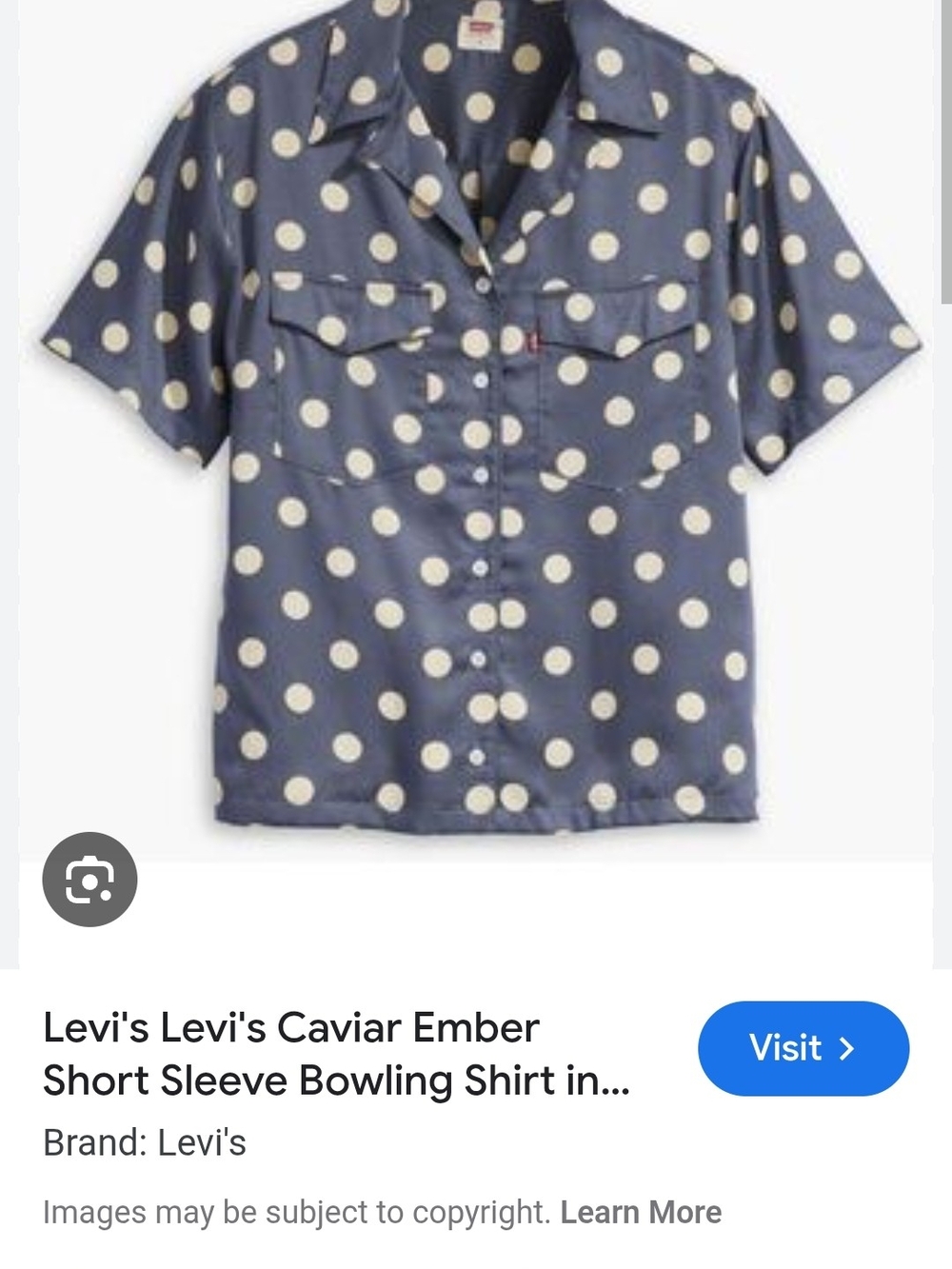 Levi's Blue Polka Dot Short Sleeve Bowling Shirt